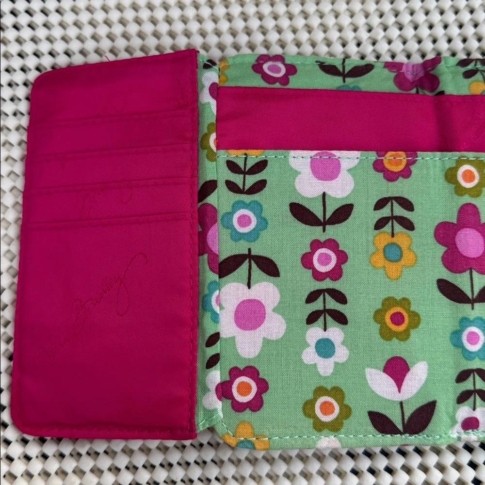 Floral Wallet with Green and Pink Accents